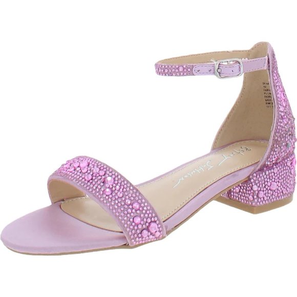 NWT Betsey Johnson Girls Mari Pink Rhinestone Formal Dressy Block Heel  Size 1 - Picture 2 of 6